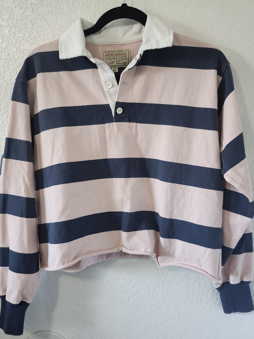 Abercrombie & Fitch Striped Rugby Shirt Pink & Blue Small